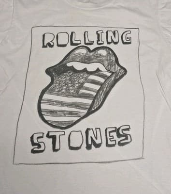Rolling Stones Shirt Adult Size M Medium Short-sleeved Crew White Rock Band Tee - Thumbnail 2