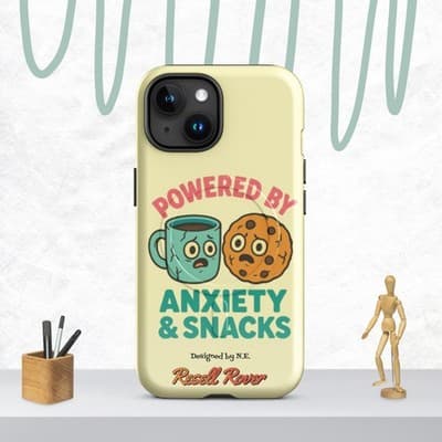 Powered By Anxiety & Snacks MagSafe Tough Case for iPhone Resell Rover X NE