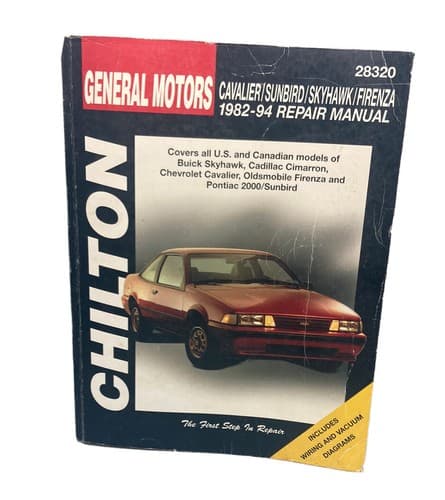 Chiltons Total Car Repair Manual GM Cavalier Sunbird Skyhawk 1982 Thru 1994