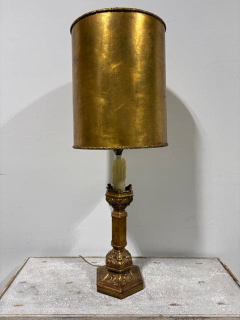 Gold Gilt Metal Candlestick Table Lamp