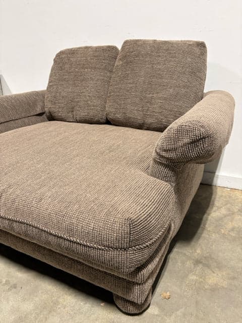 Brown Textured Upholstered Chair & a Half with Ottoman - Thumbnail 6