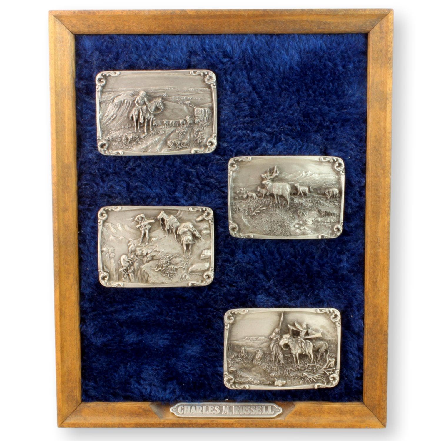 Charles M. Russell Pewter Buckle Set – Framed with COA – Western art collectible. - Image 1