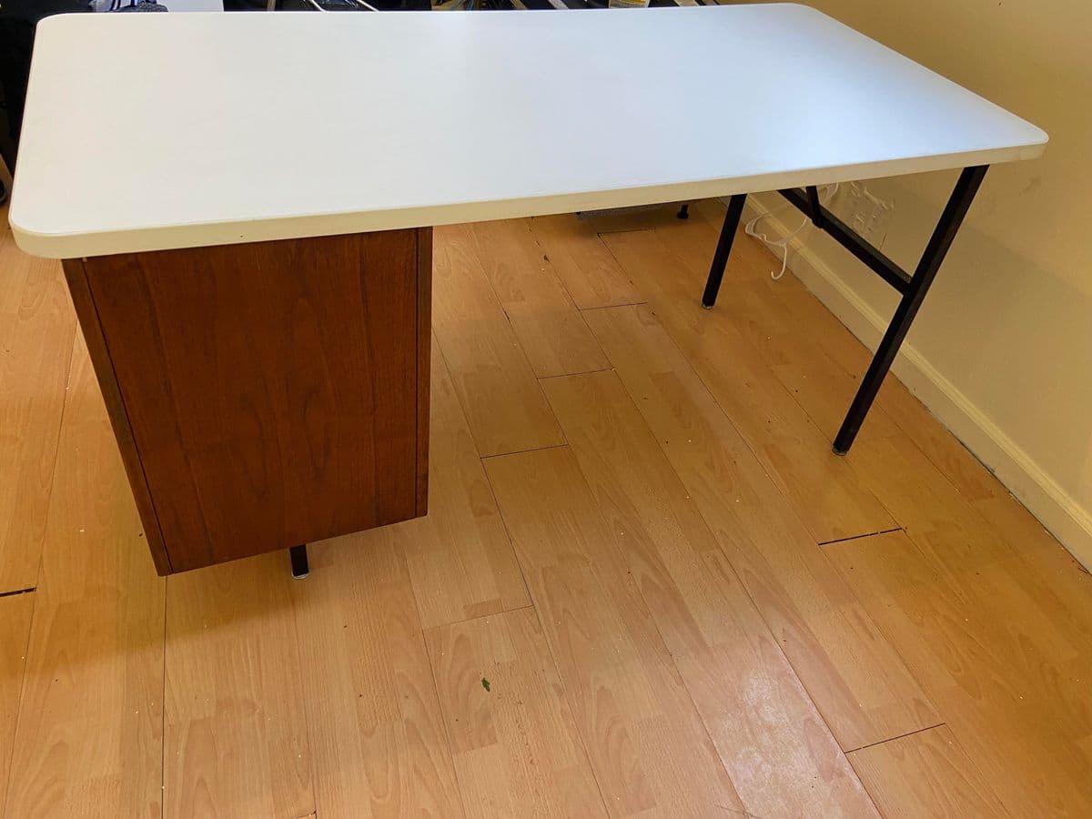 Vintage Mid Century Modern Wood Veneer Executive Desk - Thumbnail 10