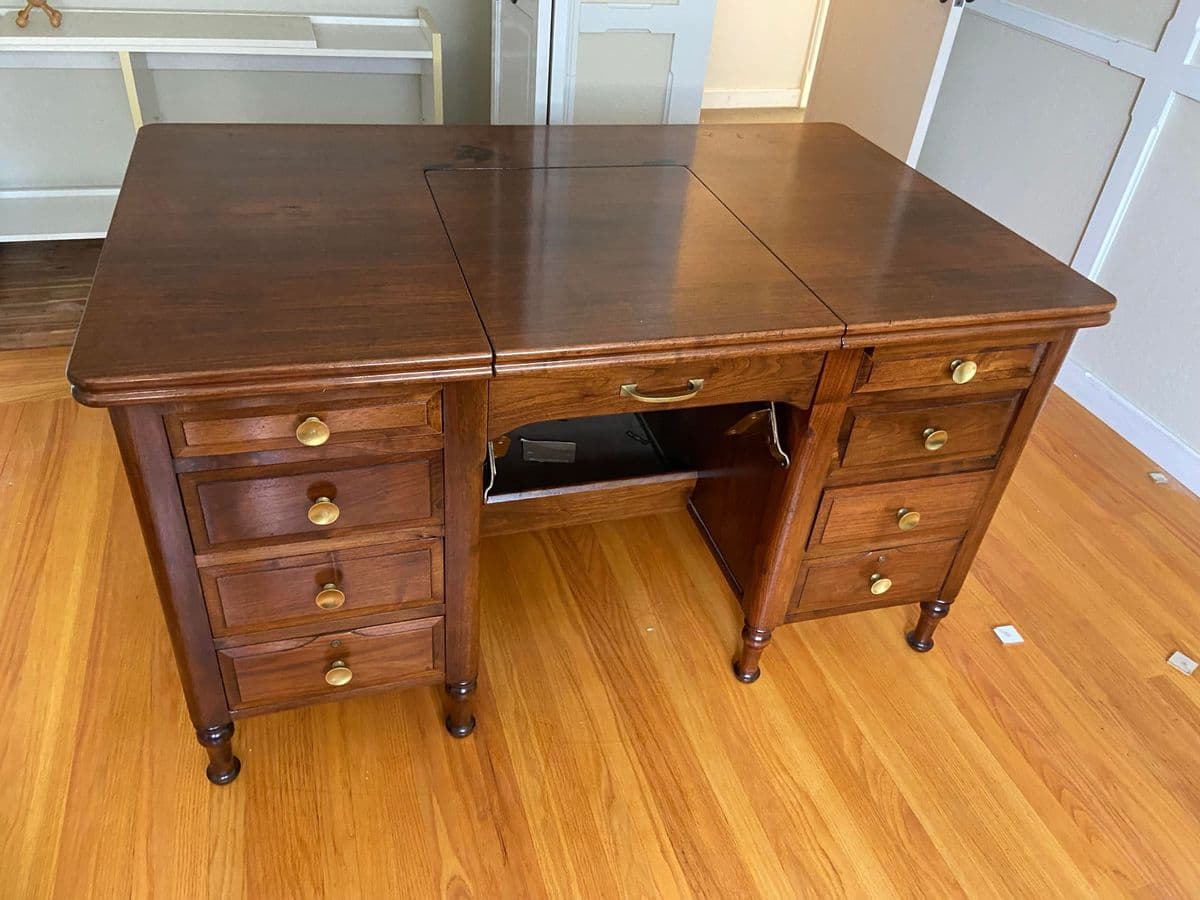 1970s Vintage Mid Century Modern Wooden Desk - Thumbnail 13