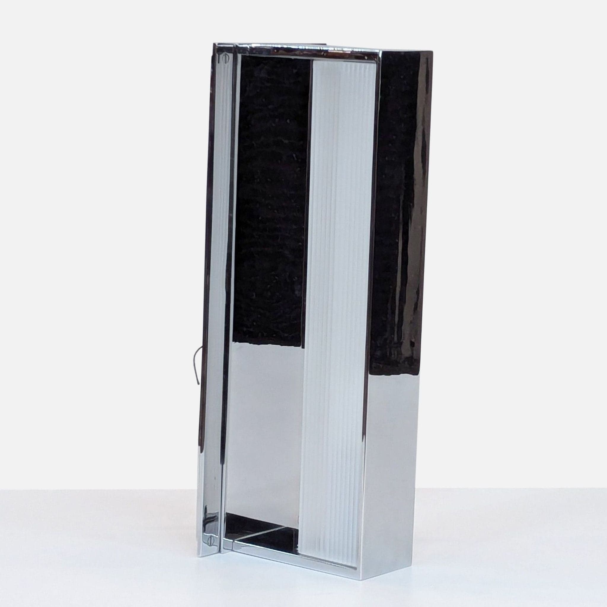 Modern Chrome Frame Wall Light with Ribbed Glass - Thumbnail 8