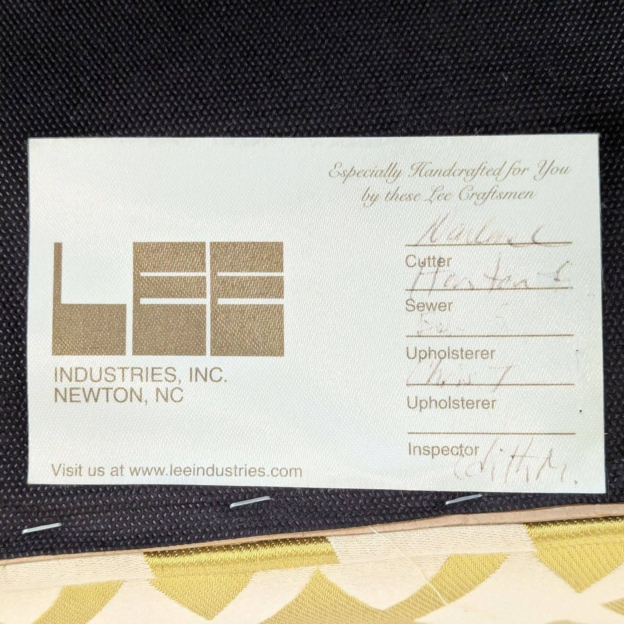 Lee Industries Modern Accent Lounge Chair with Gold and Cream Diamond Pattern Upholstery - Thumbnail 6