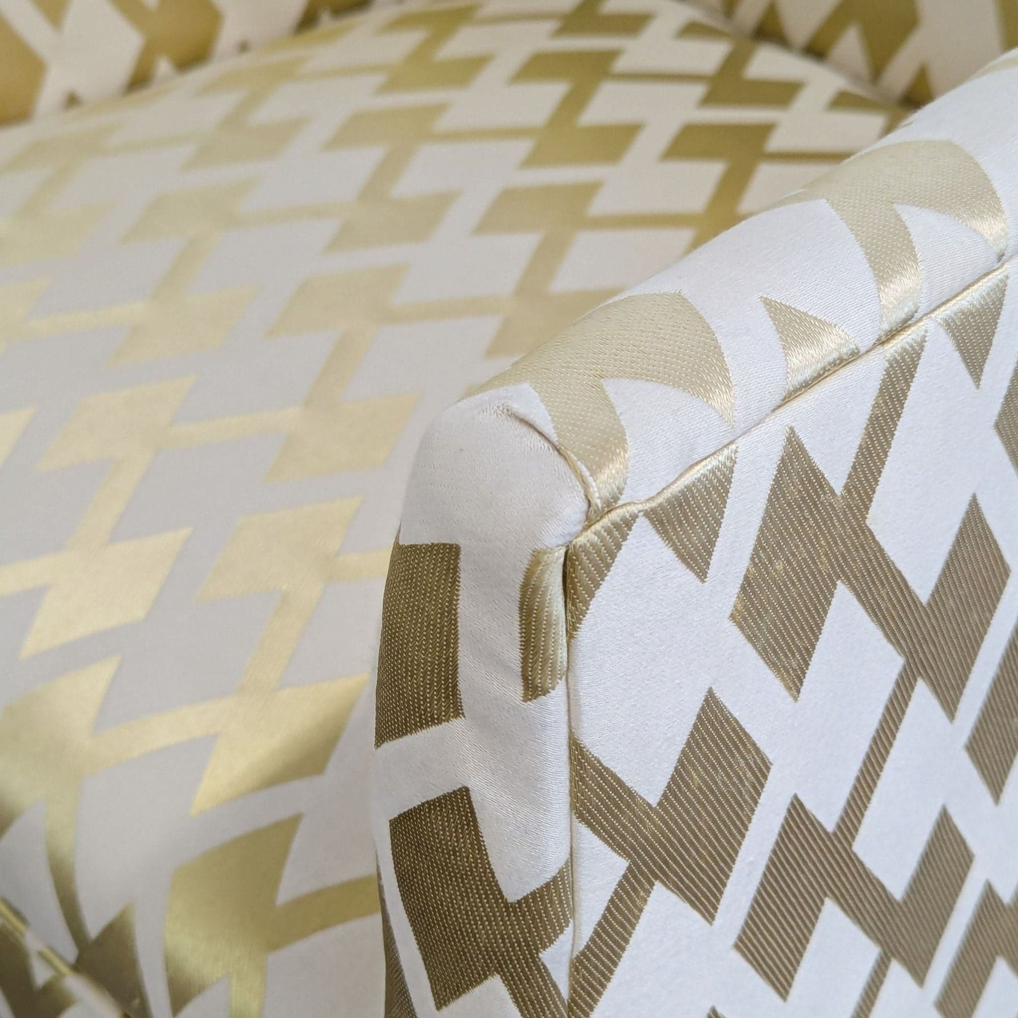 Lee Industries Modern Accent Lounge Chair with Gold and Cream Diamond Pattern Upholstery - Thumbnail 3