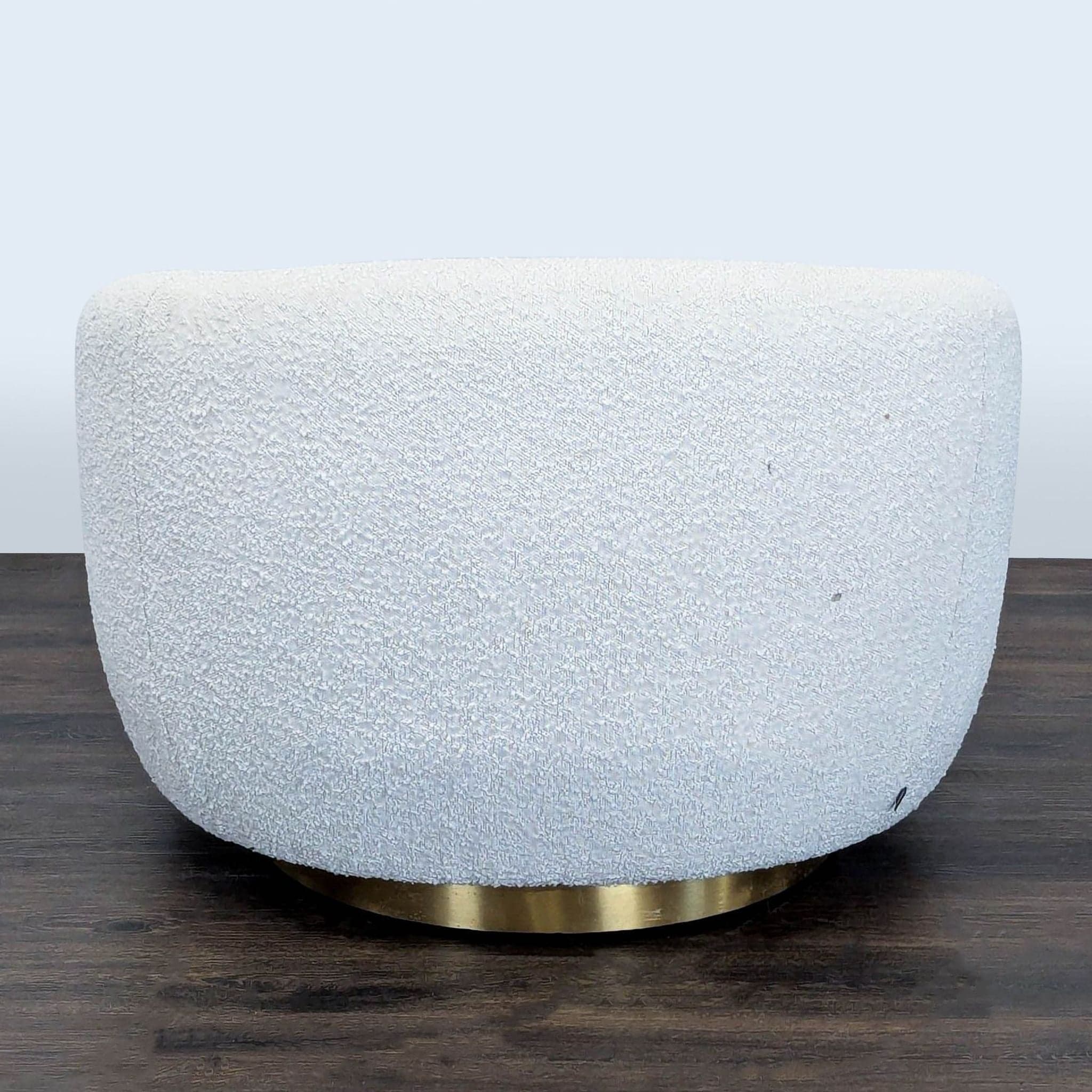 Eichholtz Brice White Bouclé Swivel Chair with Brass Base - Thumbnail 4