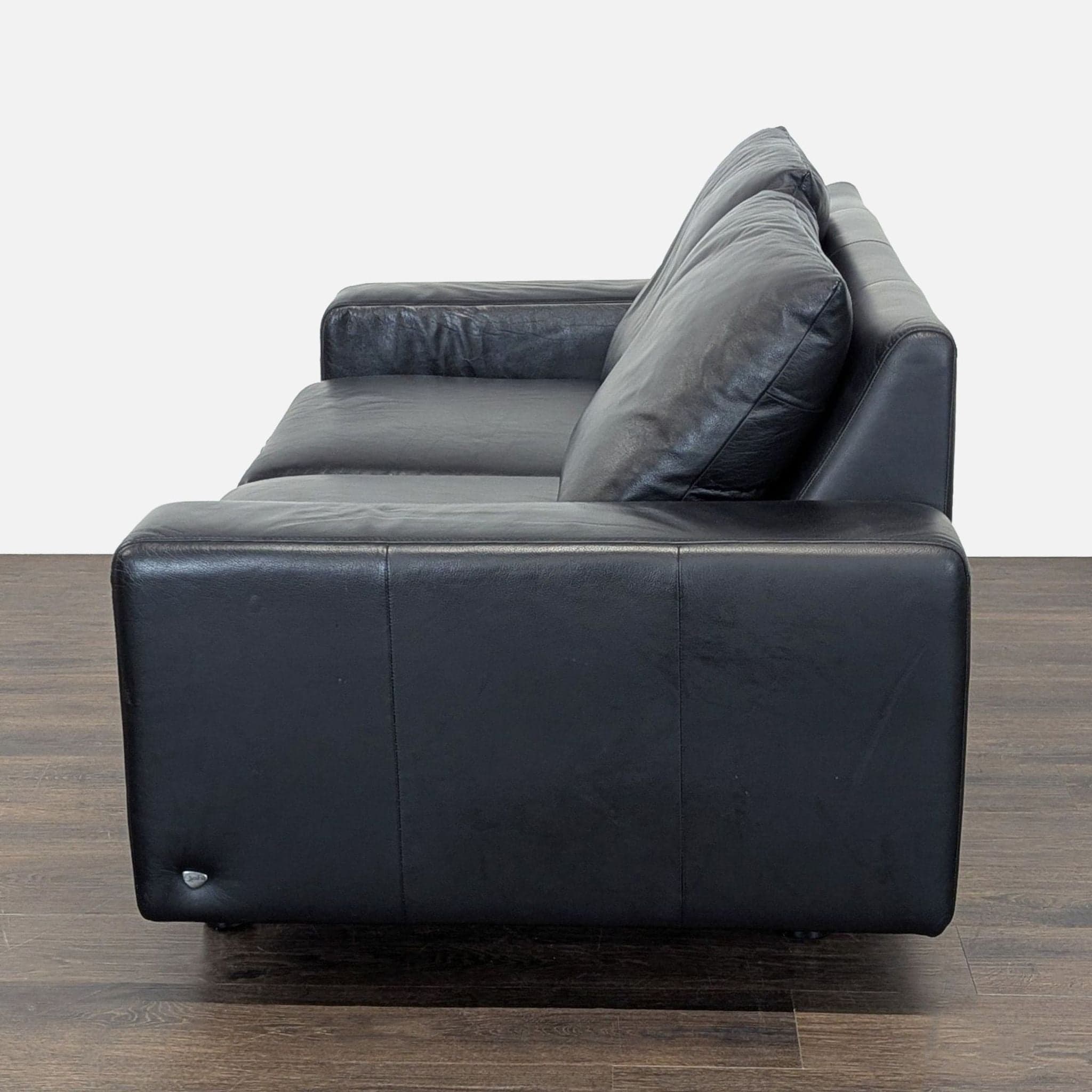 Ekornes Batick Stressless Black Leather Loveseat - Modern Comfort - Thumbnail 4