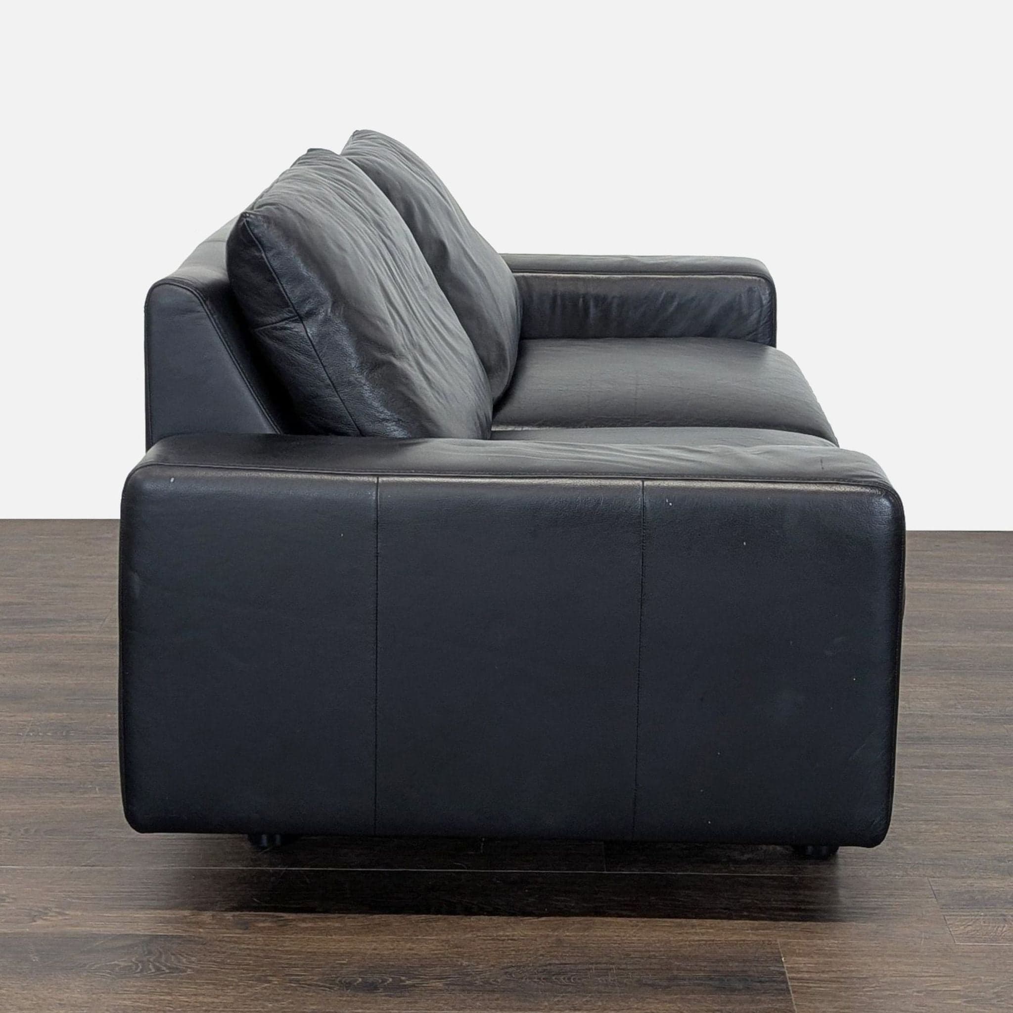 Ekornes Batick Stressless Black Leather Loveseat - Modern Comfort - Thumbnail 2