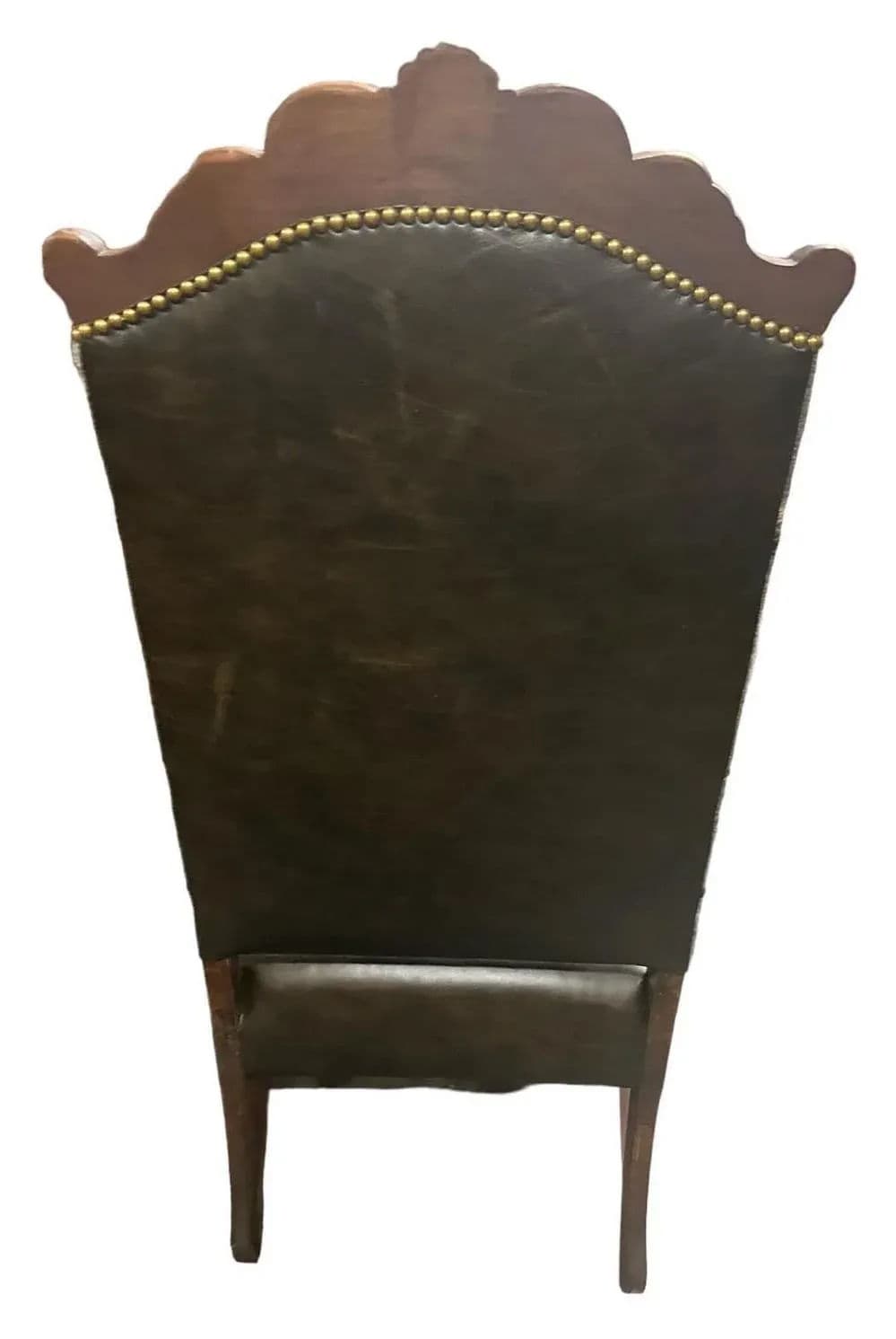 Antique Carved Hacienda Chair Upholstered With Oaxaca Wool Tapestry and Leather - Thumbnail 8