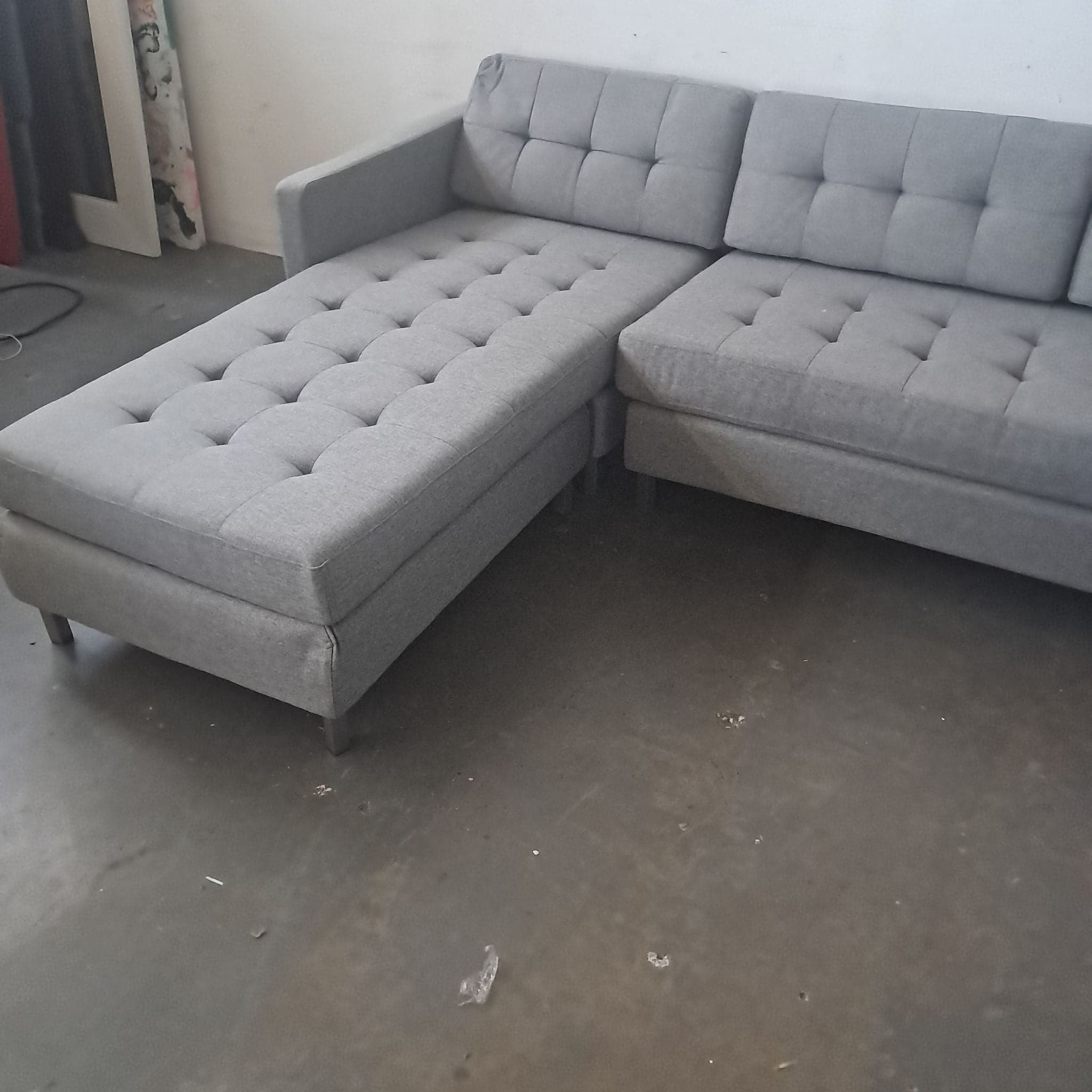 CB2 Gray Modern Sectional Sofa with Chaise - Thumbnail 5