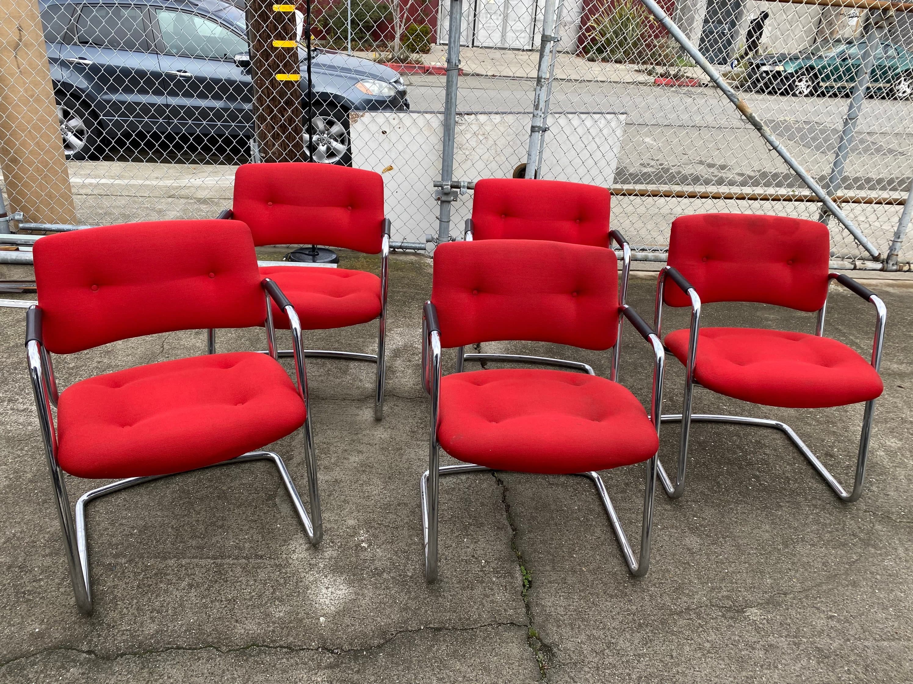 Steelcase vintage Cantilever armchairs set of 5 - Thumbnail 6