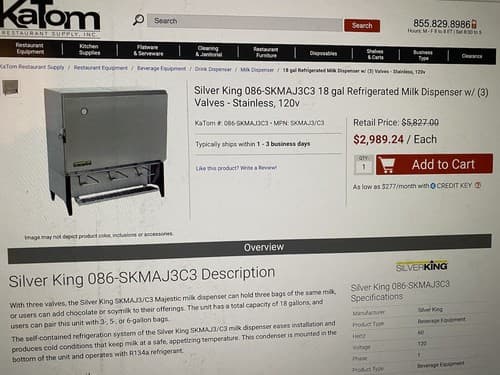 SILVER KING® SKMAJ3 REFRIGERATED COMMERCIAL MILK 3VALVE DISPENSER 4 Available - Thumbnail 6