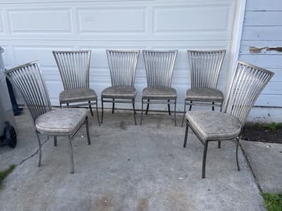 Late 20th Century Modern Shaver Howard Slatted Steel Back Dining or Side Chairs - Thumbnail 9