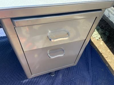 Vintage Mid Century Modern Metal Tanker Steelcase Tanker Desk Workbench Table - Thumbnail 13