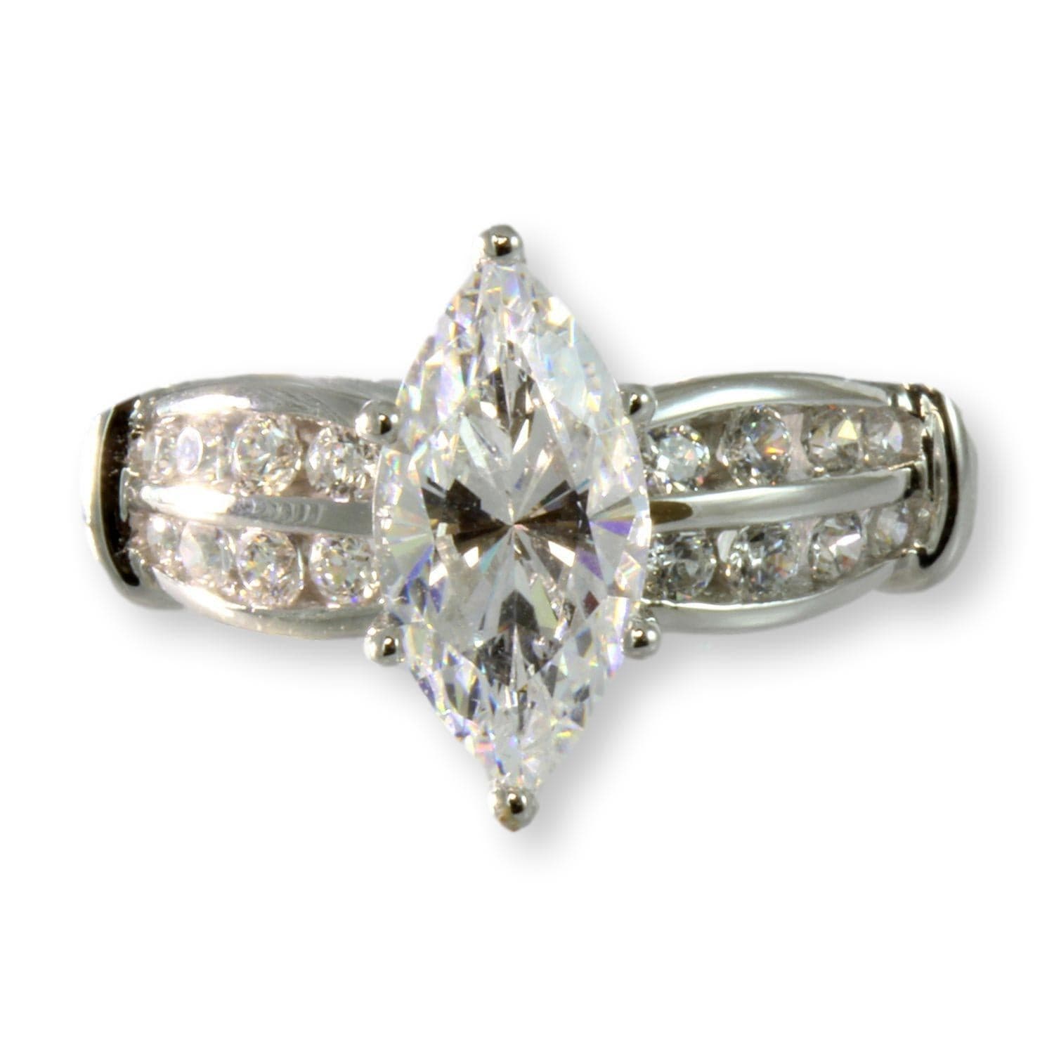 14K White Gold Diamonique Marquise Cubic Zirconia Ring - Size 5.75 - Image 1