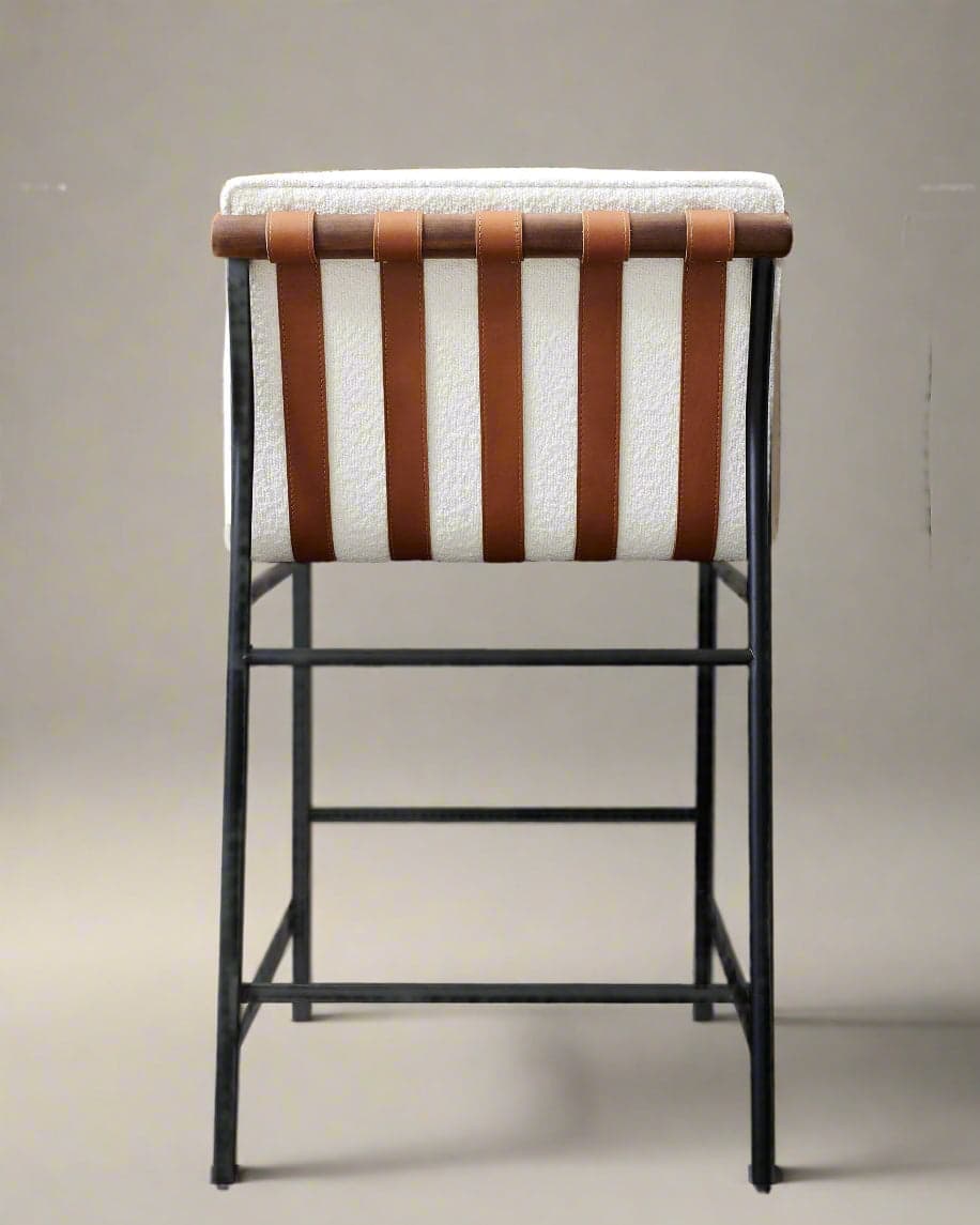 Denver Modern Vail Walnut/ White Boucle Bar Stool FFE258-436 - Thumbnail 3