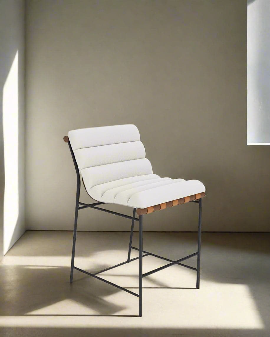 Denver Modern Vail Walnut/ White Boucle Bar Stool FFE258-436 - Image 1