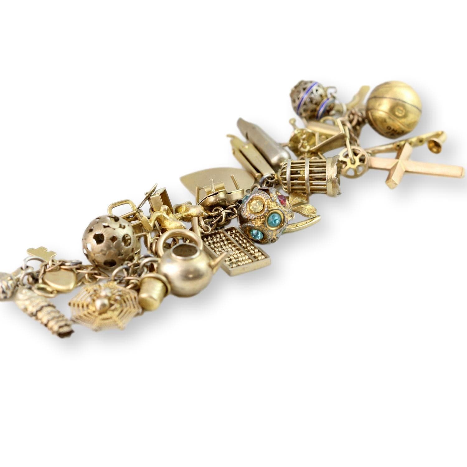 Vintage 10K Gold Charm Bracelet - 31 Charms c. 1960s - 6.25" length - Thumbnail 11