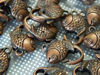 Large Red Copper Tone Fish Lobster Claw Clasps - Copper Color - 12mm Wide, 20mm - Thumbnail 3
