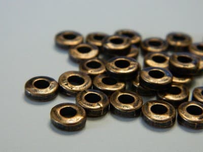 10x 6MM BIG HOLE Thick Walled Tibet Style Copper Beads. - Image 1