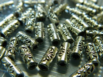 8MM Delicate Antiqued Tibetan Metal Alloy Silver Tube Spacer Beads - - Thumbnail 3