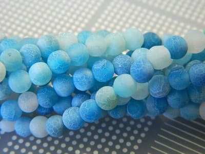 4MM Cornflower Blue Crackle Agate Beads - Natural Crackle Agate Gemstone Beads - Image 1