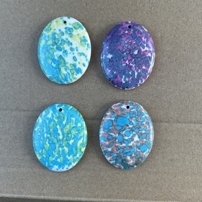 38 MM Flat back resin Pendant /Druzy Agate - Caboch. - Thumbnail 12