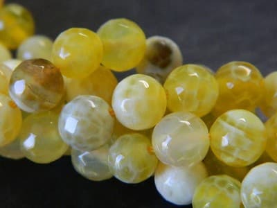 8MM Yellow Fire Agate Gemstone Beads - Faceted Natural Fire Agate Stone Beads - - Thumbnail 6