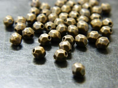 4MM Small Bronze Faceted Pewter Spacer Beads - 150 Bronze Metal Alloy Beads - Image 1