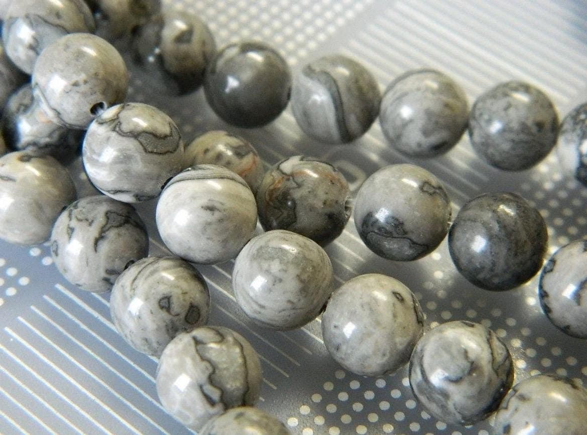 8mm Gray Crazy Lace Agate Beads | Round Gemstone Jewelry Supplies - Thumbnail 12