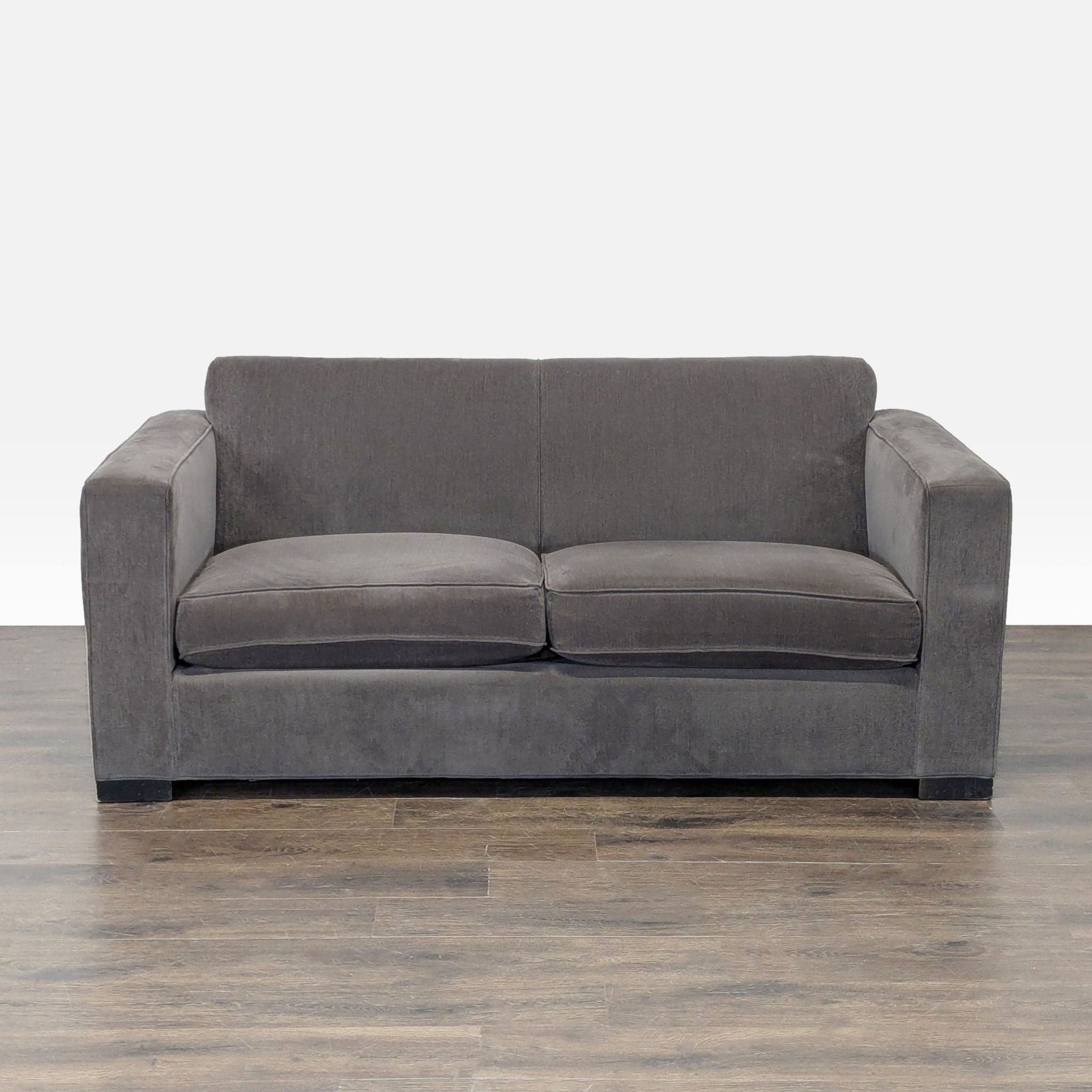 Room & Board Modern Gray Loveseat with Wide Track Arms - Image 1