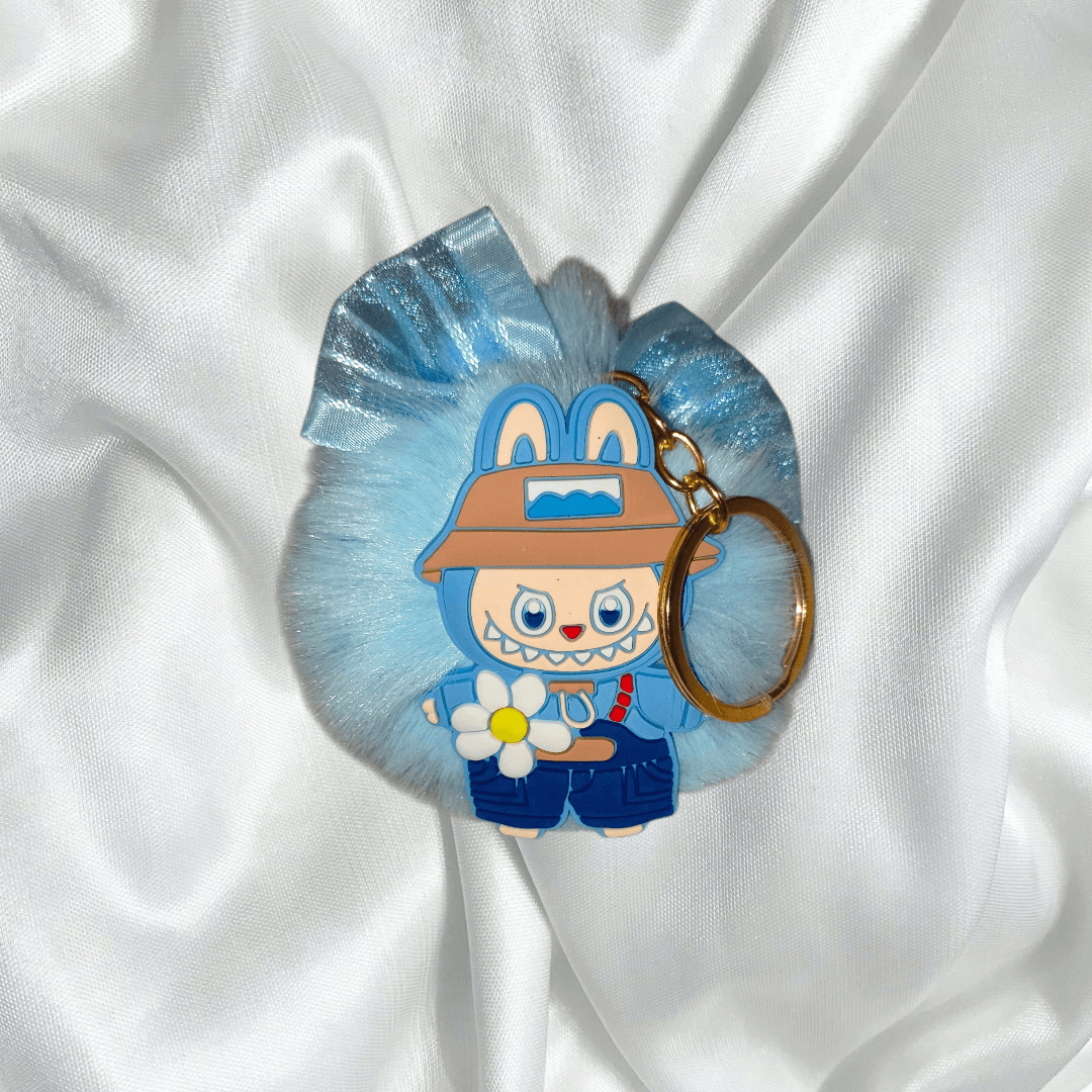 Cute labubu pom Keychain - Image 1