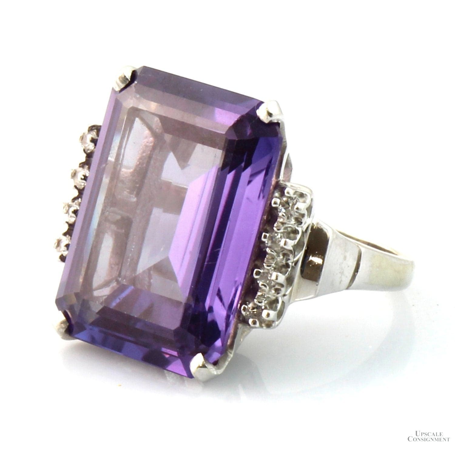 Created Purple Sapphire & White Sapphire 10K Gold Ring - Size 5.25 - Image 1