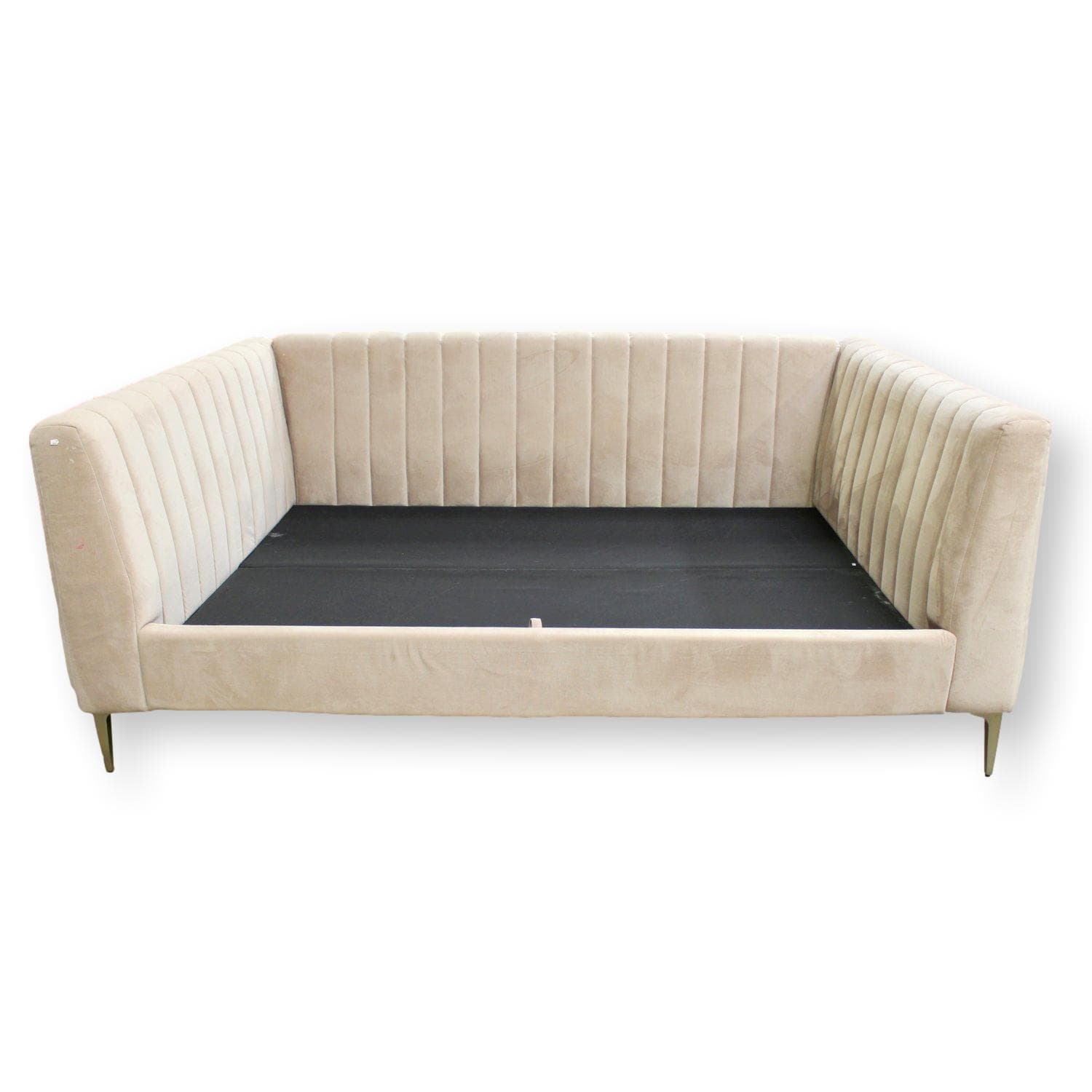 Pottery Barn Full Size 'Avalon' Channel Stitch Upholstered Day Bed - Taupe - Image 1