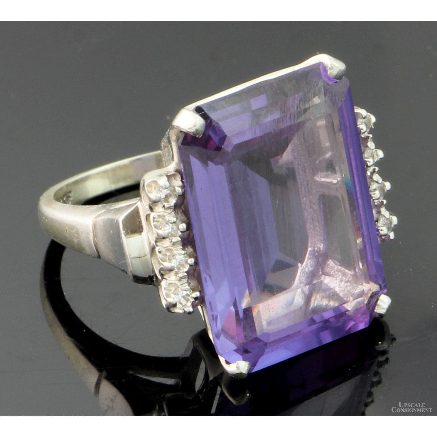 Created Purple Sapphire & White Sapphire 10K Gold Ring - Size 5.25 - Thumbnail 3