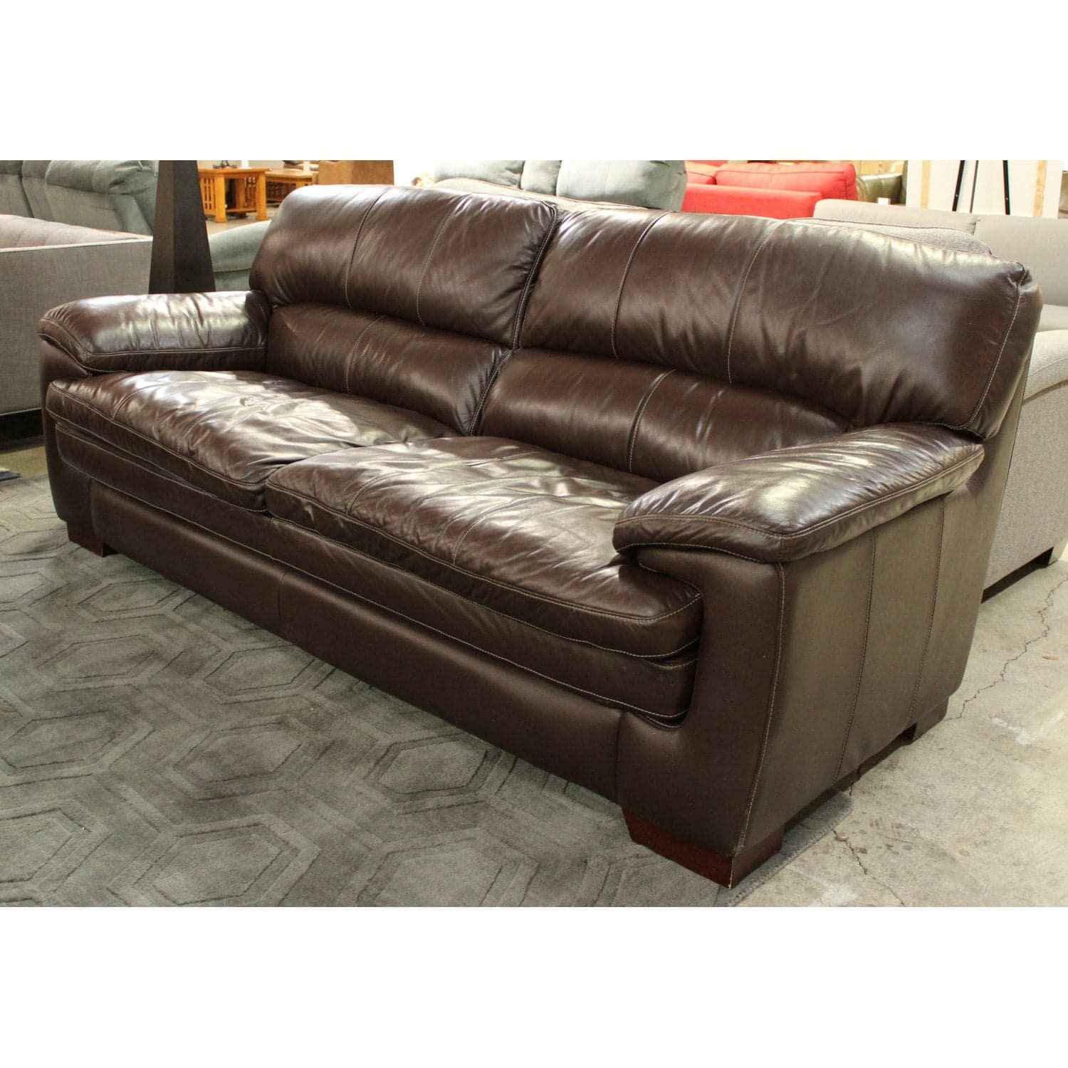 Superb Creation Ltd. Brown Leather Sofa - Brown - Thumbnail 2