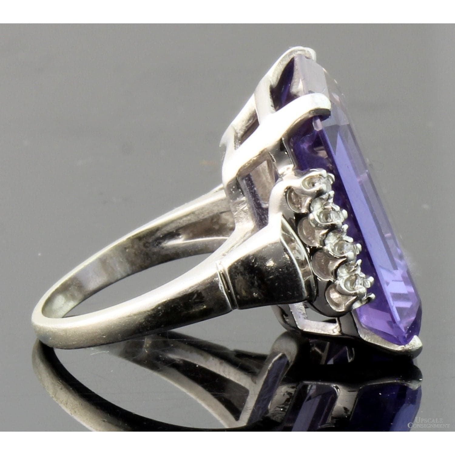 Created Purple Sapphire & White Sapphire 10K Gold Ring - Size 5.25 - Thumbnail 4