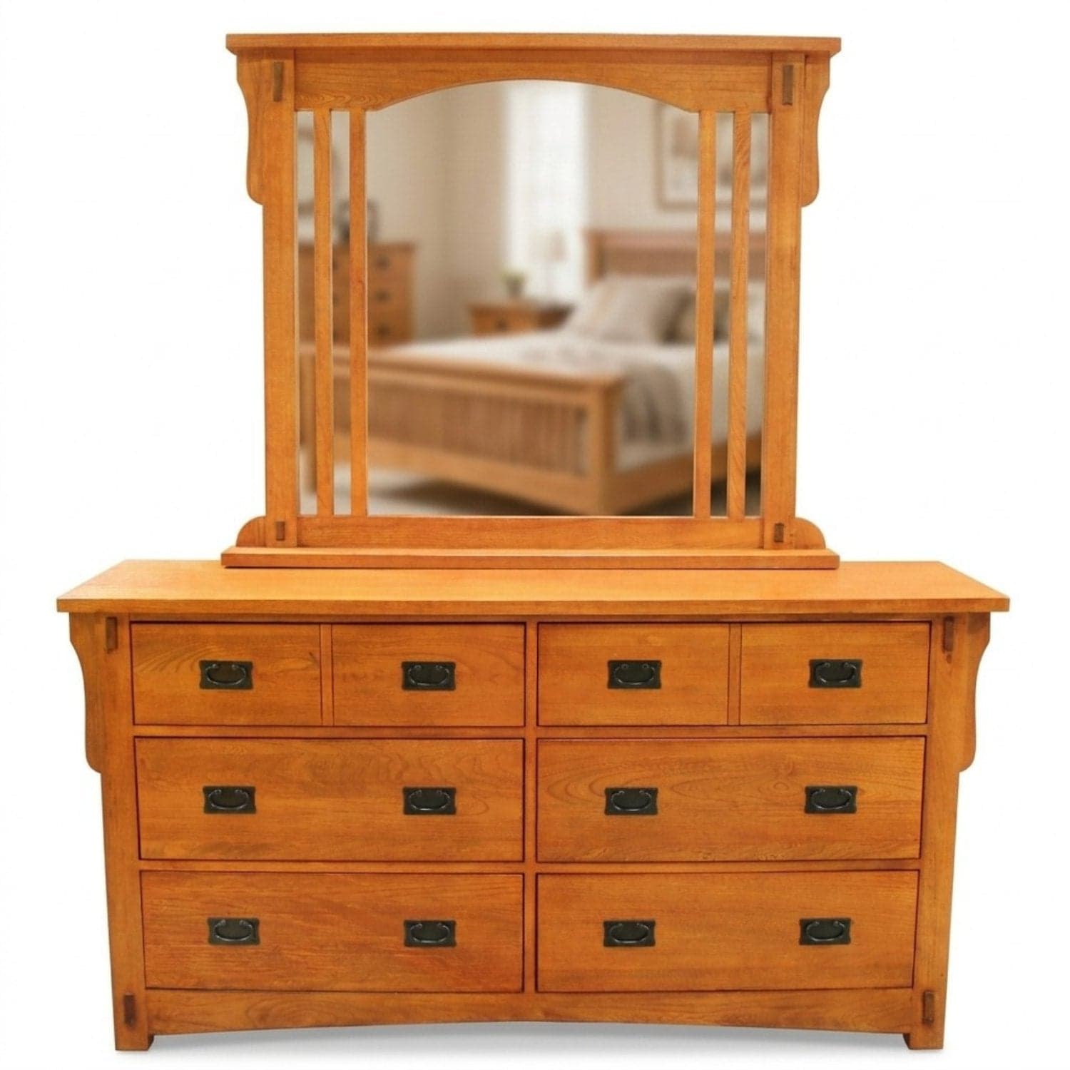 Mission Style Oak Dresser w/Mirror - Image 1
