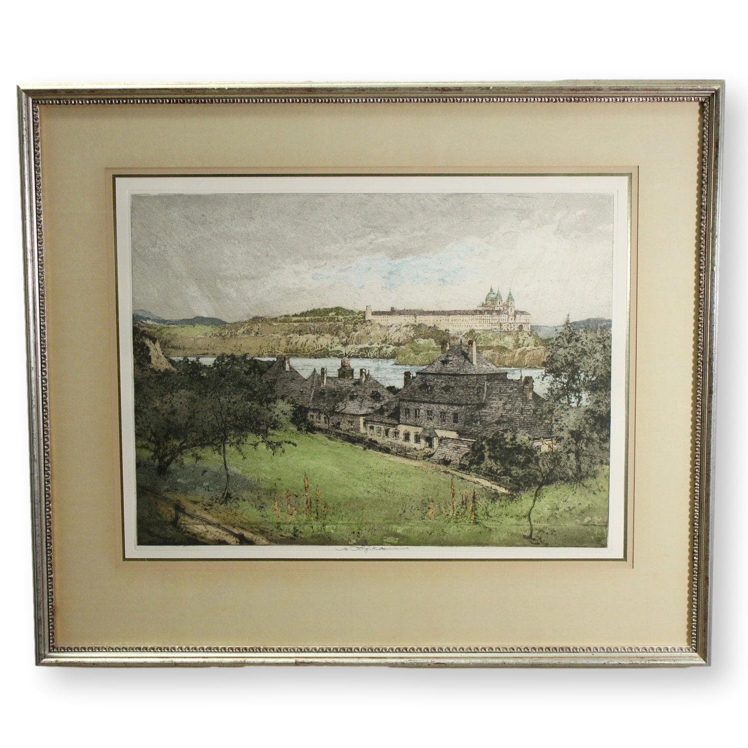Signed Original Etching 'Monastary Of Melk At The Dunube' by Luigi Kasimir