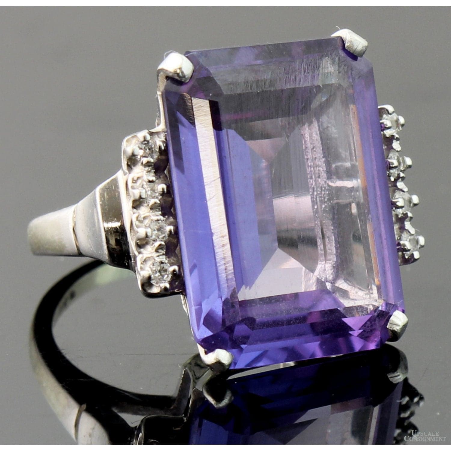 Created Purple Sapphire & White Sapphire 10K Gold Ring - Size 5.25 - Thumbnail 2