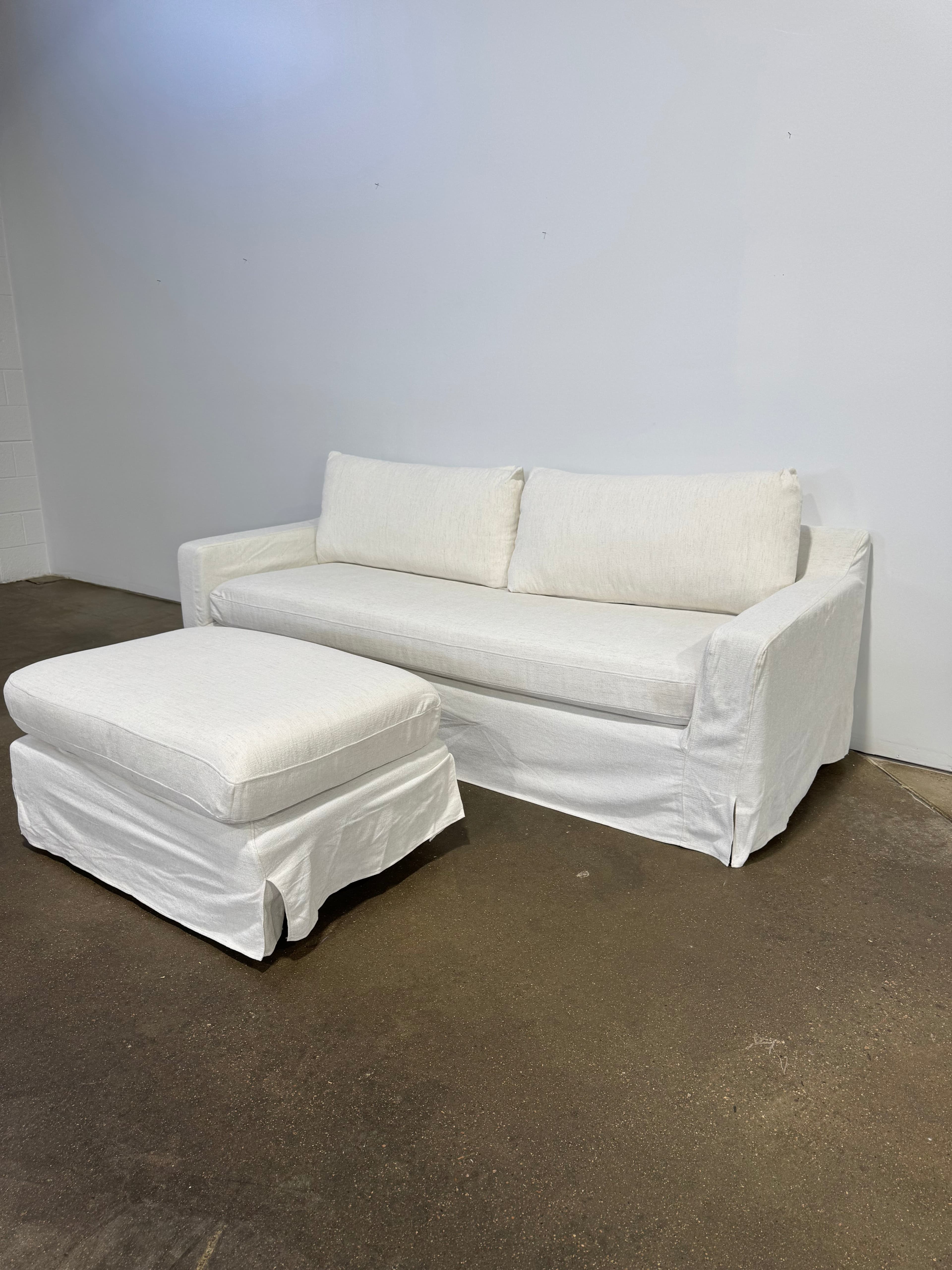 Interior Define Sloan Slipcovered Sofa w/ Ottoman - Thumbnail 5