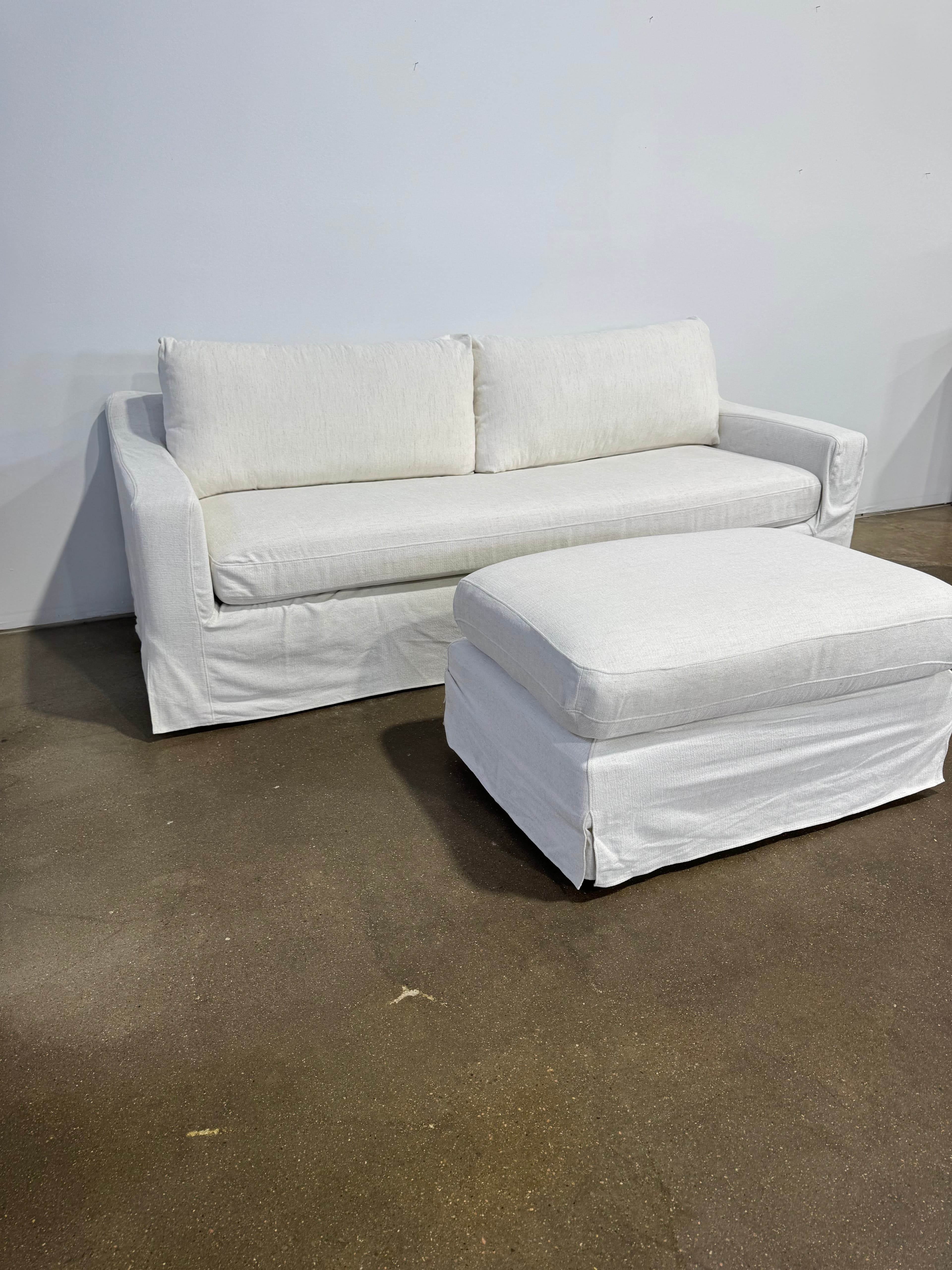 Interior Define Sloan Slipcovered Sofa w/ Ottoman - Thumbnail 7