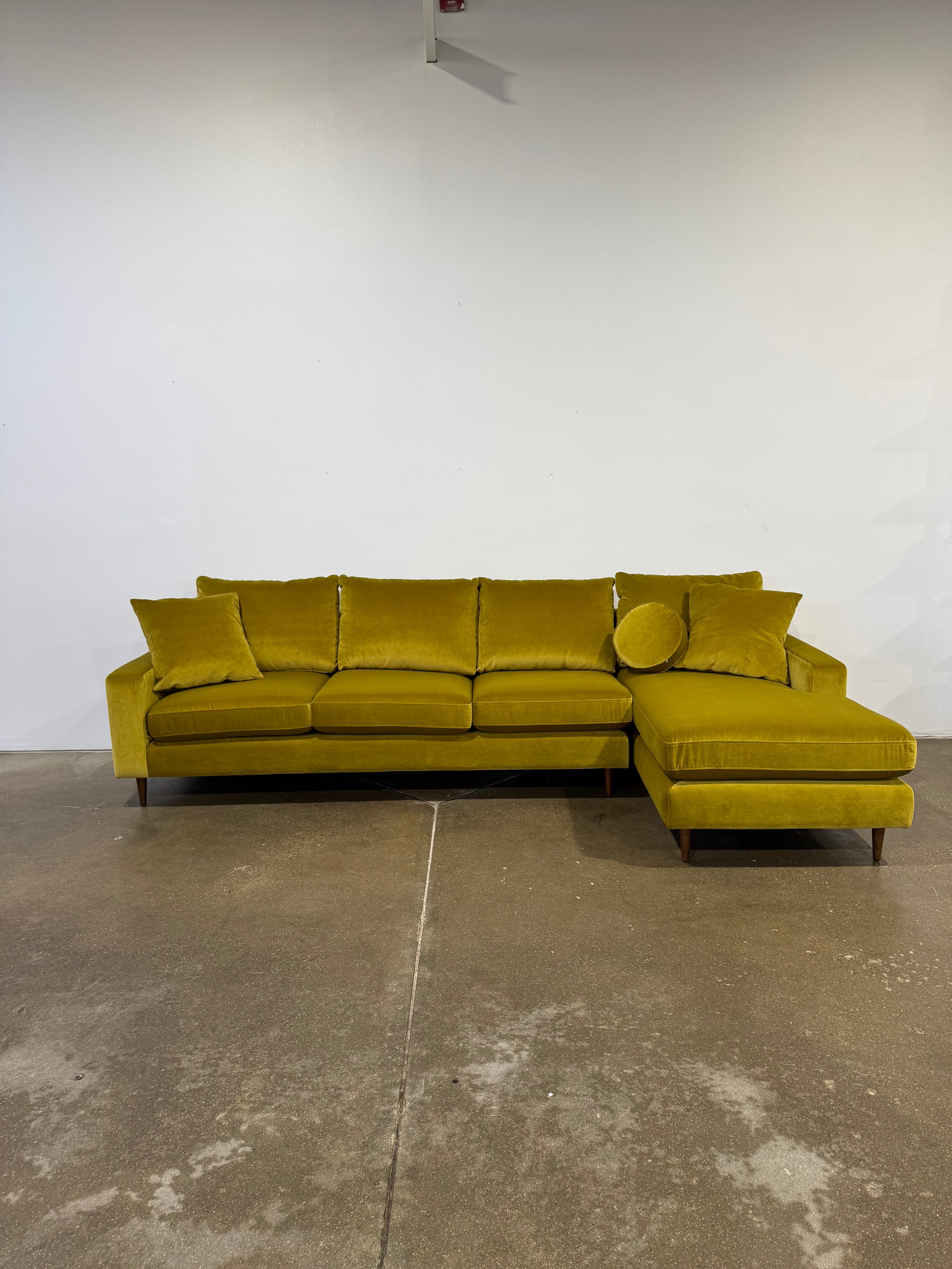 Interior Define Sloan 4-Seat Right Chaise Sectional - Yellow - Image 1