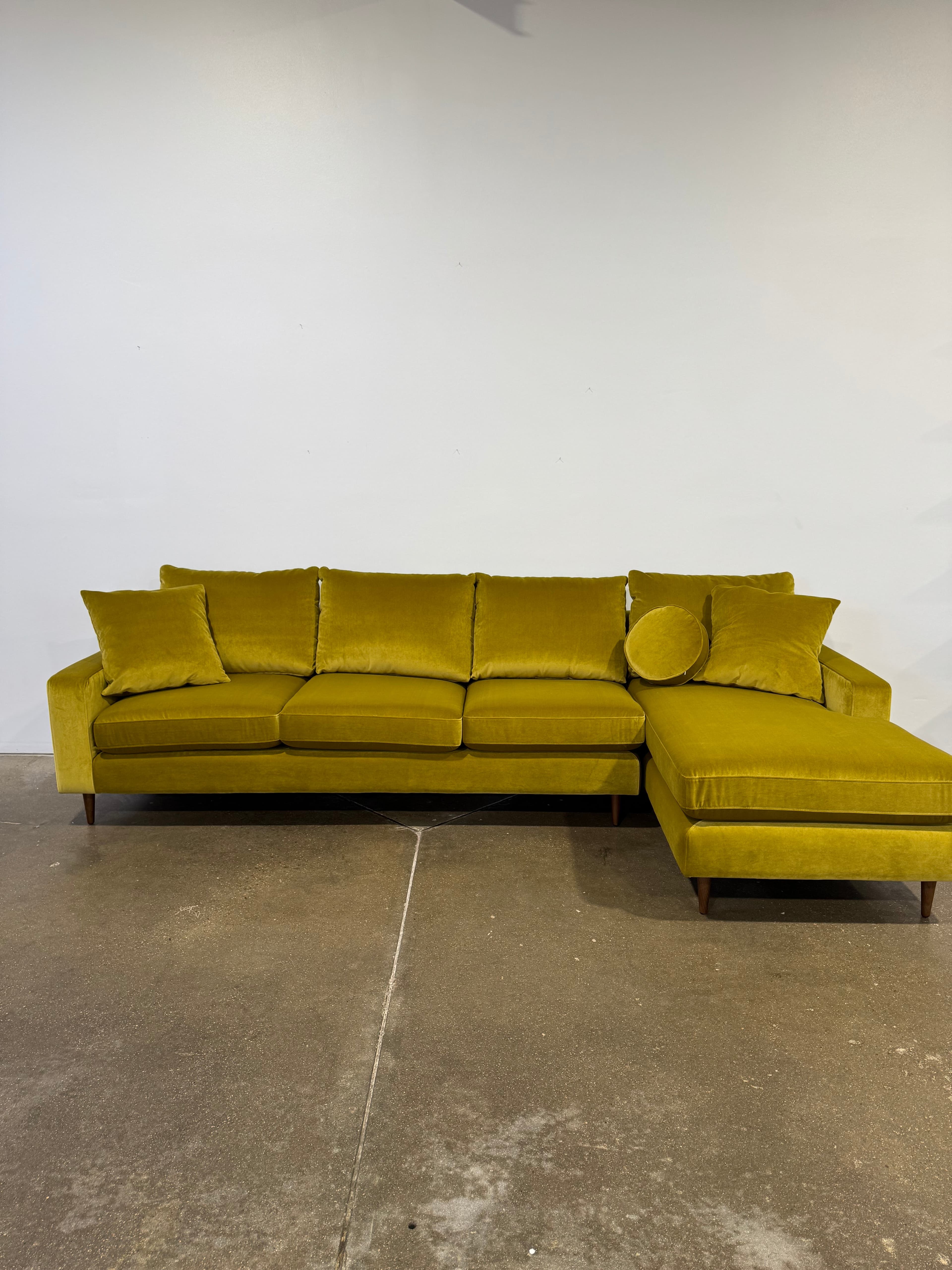 Interior Define Sloan 4-Seat Right Chaise Sectional - Yellow - Thumbnail 2