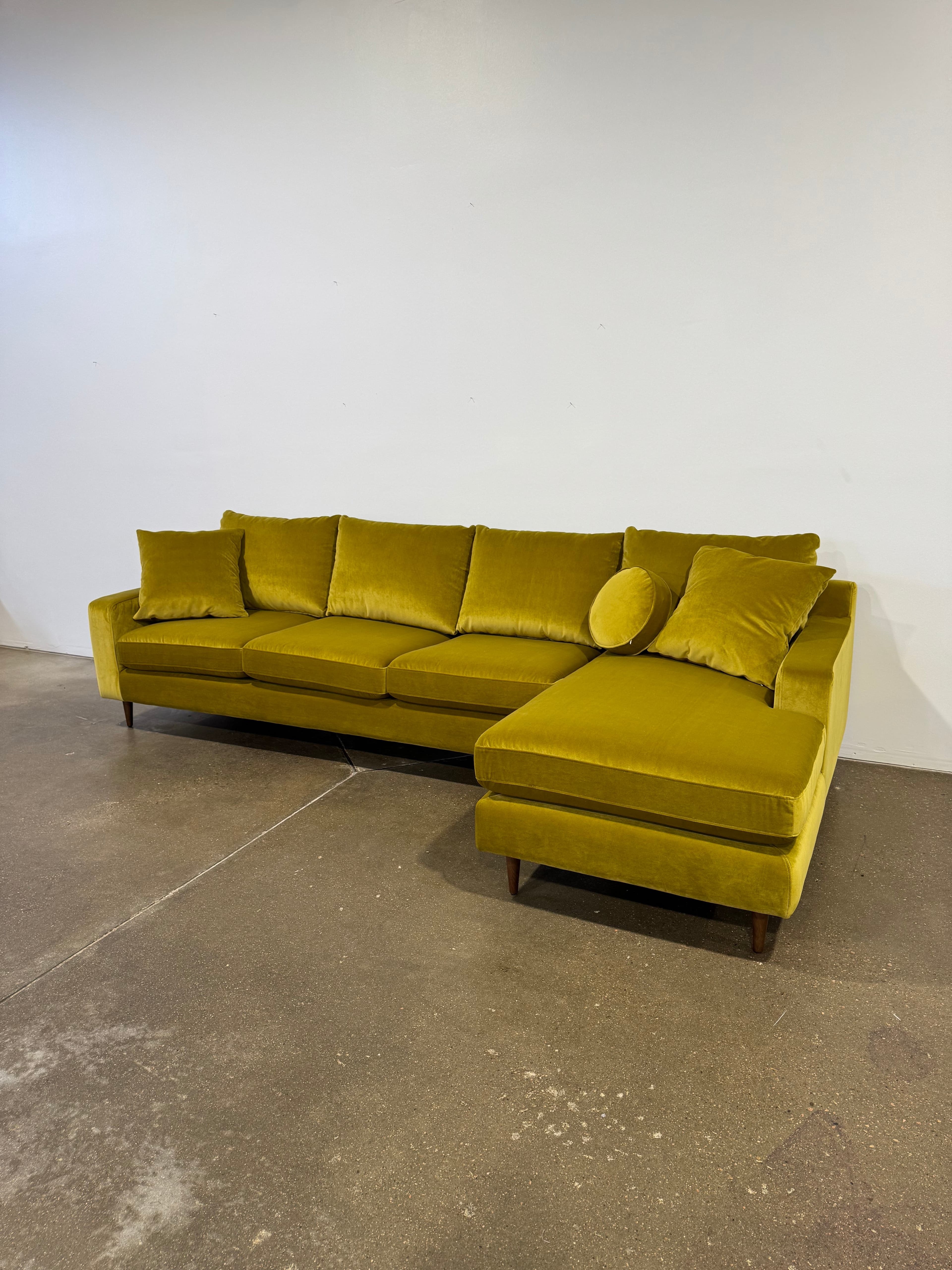 Interior Define Sloan 4-Seat Right Chaise Sectional - Yellow - Thumbnail 3