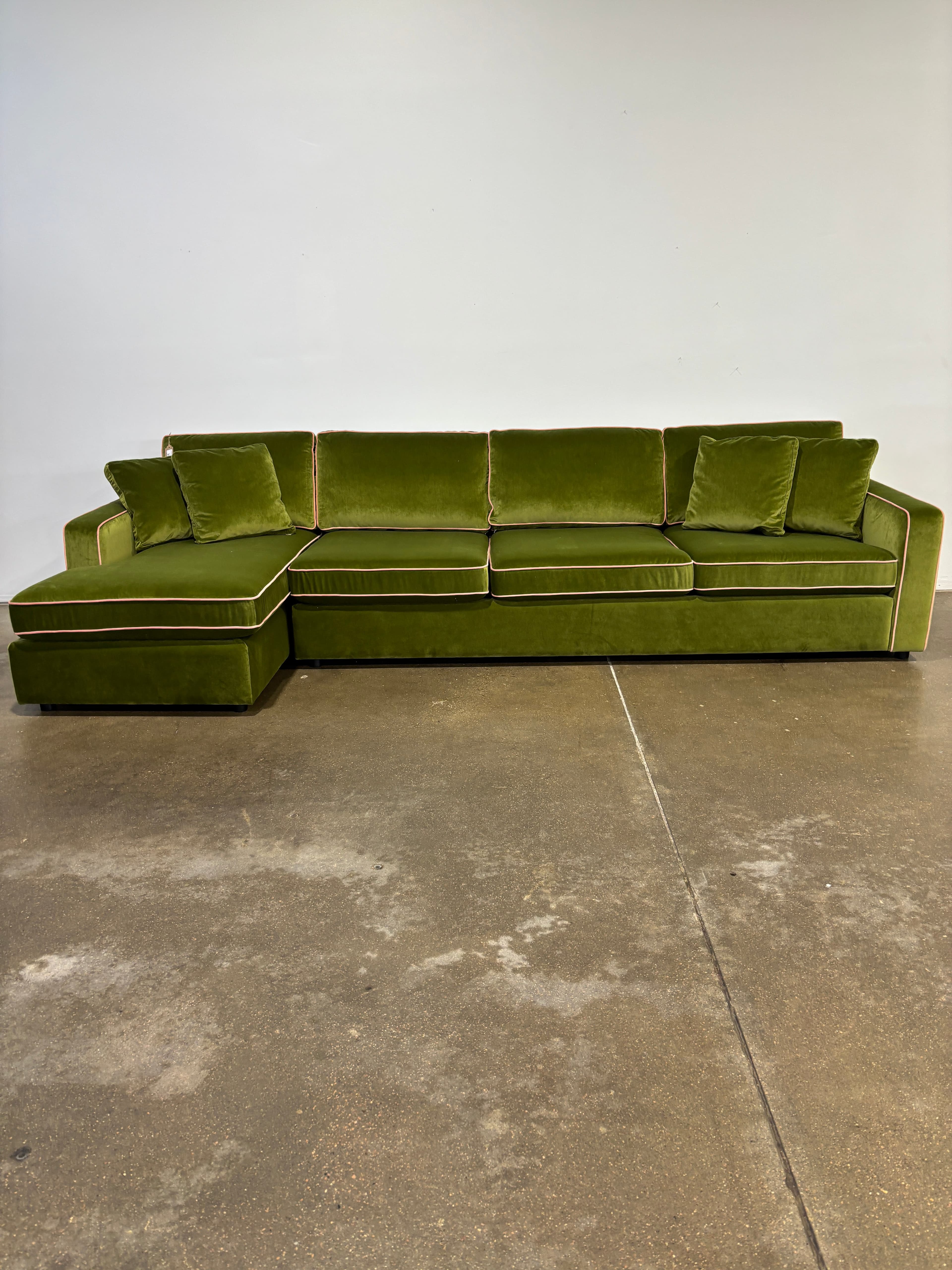 Interior Define James 4 Seat Left Chaise Sectional - Green/Pink - Image 1