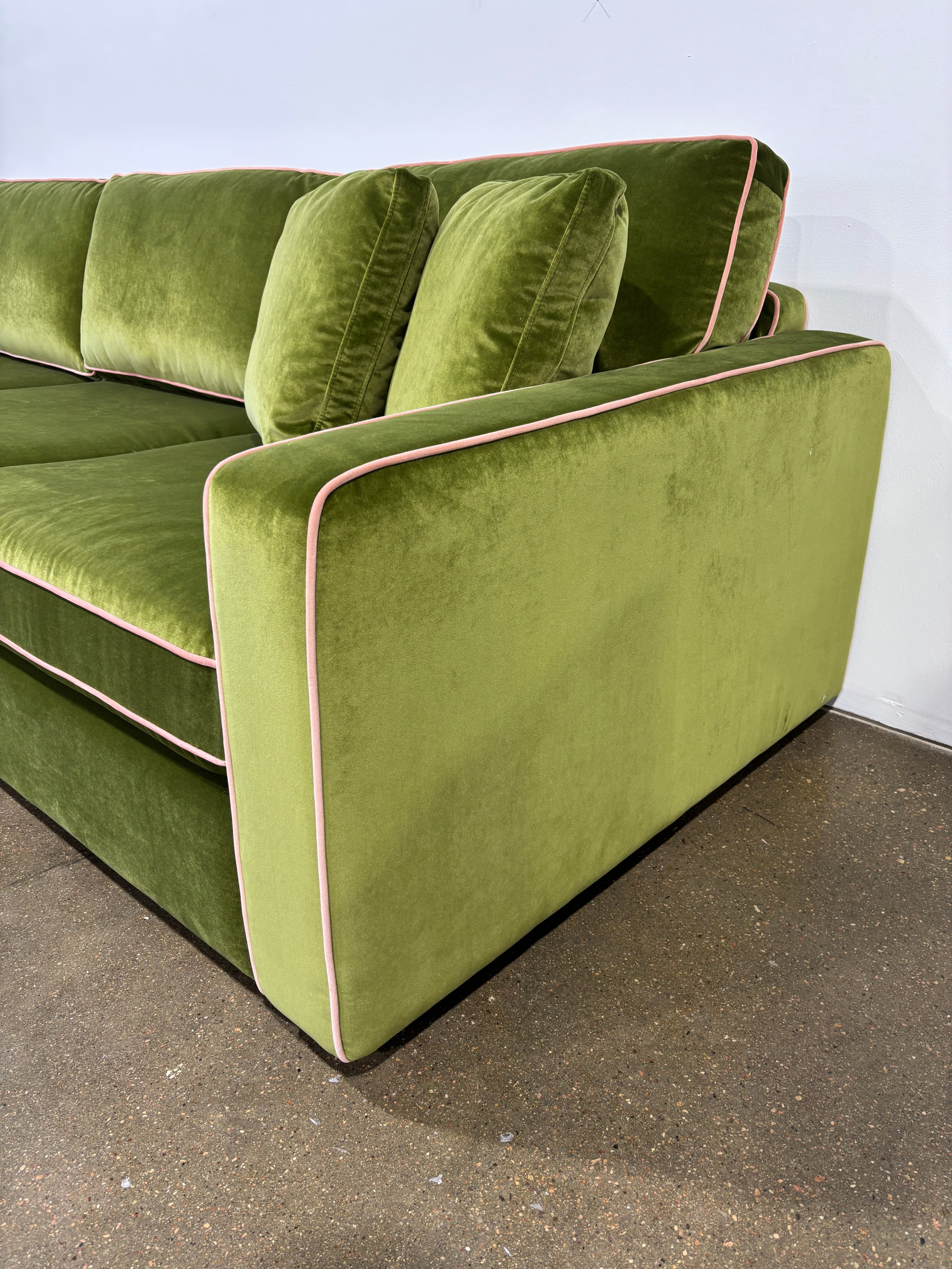 Interior Define James 4 Seat Left Chaise Sectional - Green/Pink - Thumbnail 6