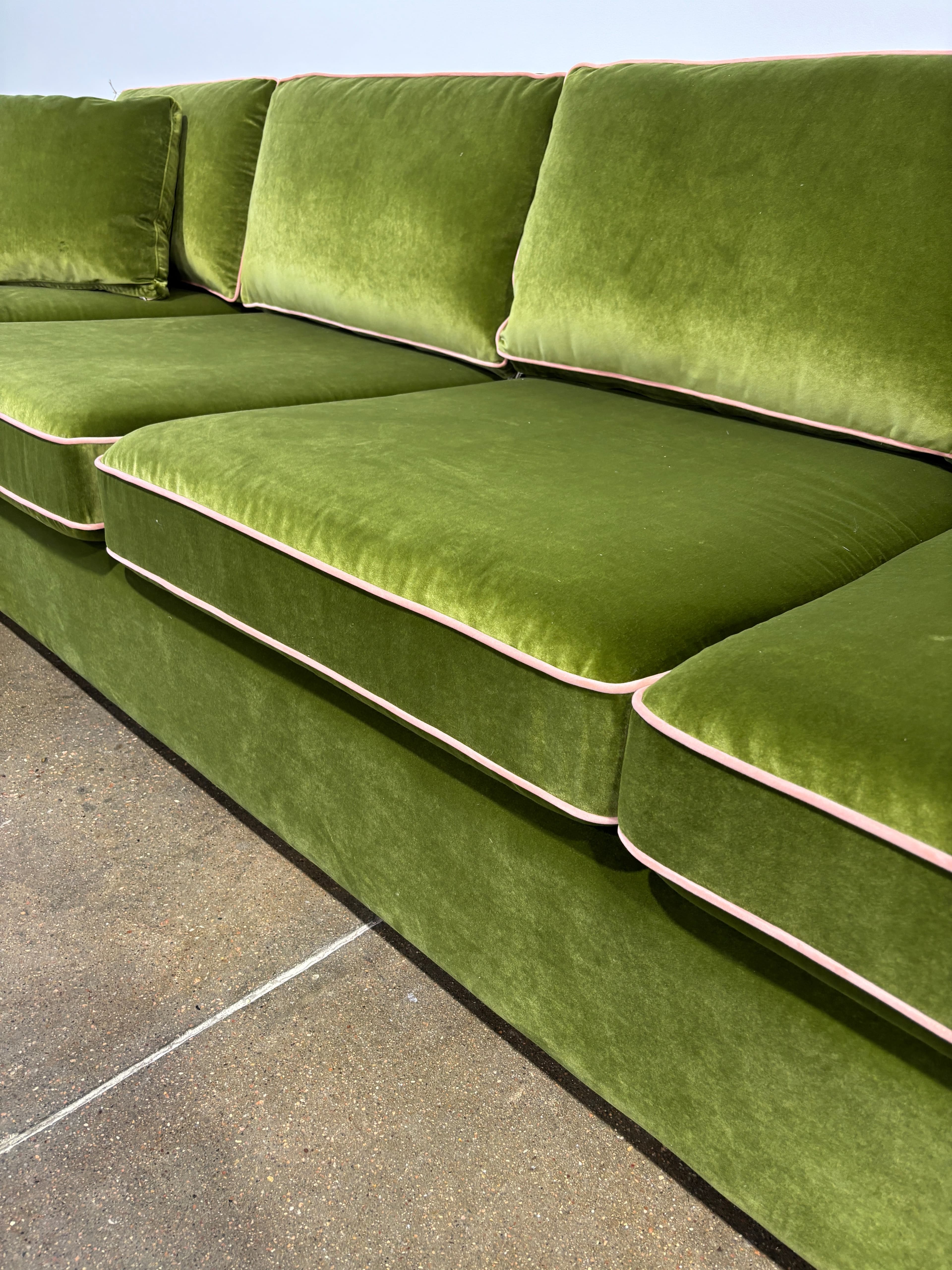 Interior Define James 4 Seat Left Chaise Sectional - Green/Pink - Thumbnail 5